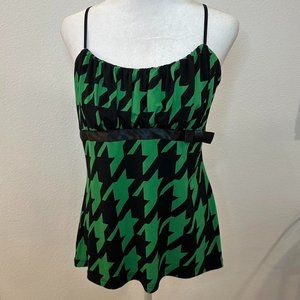 vintage 2000s rampage green and black retro tank bow detail